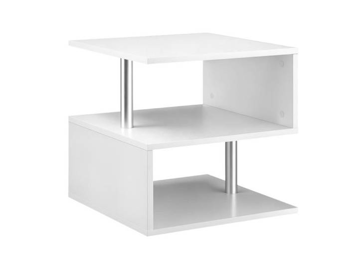 LIA Table basse de salon table basse blanche de salon design moderne surface large deux étagères forme S 50 x 50 x 50 cm blanc