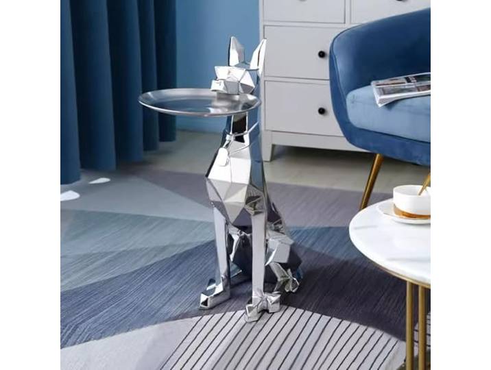 LoJax Harz Hundeskulptur Mit Serviertablett Abstrakte Tierfigur Ornament Beistelltisch Geometrische Statue Dekorative Tablett Für Home Office Decor Hundeliebhaber Geschenk