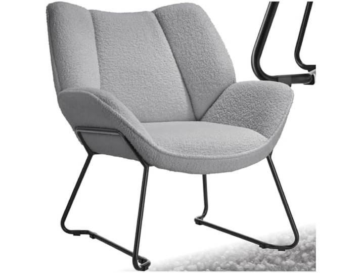 tectake® runder Sessel, Relaxsessel, Teddysessel, Kuschelsessel mit Bouclé Bezug, Plüsch Lesesessel bequem, Loungesessel als Stillsessel, Kinderzimmer, Wohnzimmer Sessel - hellgrau
