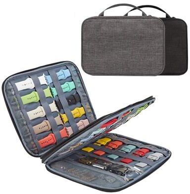 Uplifted Finds Watch Band Organizer Carrying Case Travel Pouch For Watch Straps double Layer Gray