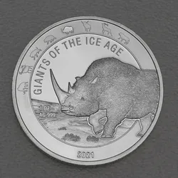 Silbermünze 1oz "Wollnashorn" 2021 Giants of Ice Age (Ghana)