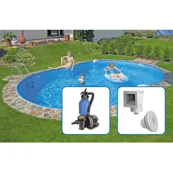 Stahlmantel Achtformbecken SET FAMILY 5,25 x 3,20 x 1,20 m
