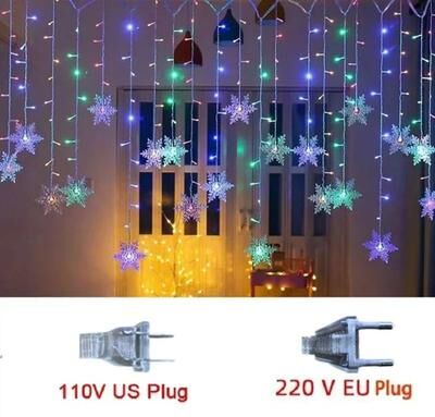 Inspire Select Christmas Snowflake LED Curtain String Lights Flashing Holiday Fairy Garland multicolor eu Plug