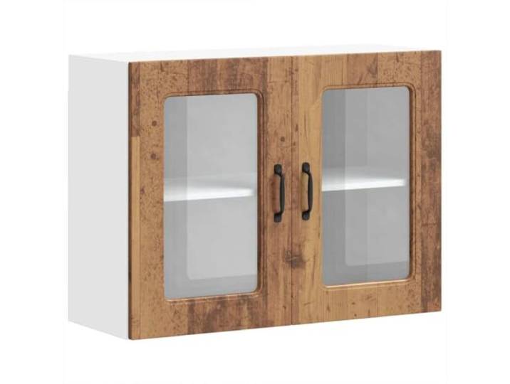 fsahslih Küchen-Hängeschrank mit Glastür Altholz 80x31x60cm Holzwerkstoff Stilvoller Wandschrank in Altholz-Optik mit Glastür für Küche und Wohnbereich. Robuster Holzwerkstoff bietet viel Stauraum.