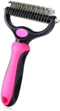 All Categories Goods 2 Sided Pet Shedding Brush, Grooming Tool For Dogs & Cats, Undercoat Comb For Pets pink