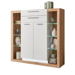 HIGHBOARD weiß matt, Evoke Eiche, Kommode 141 x 139 cm