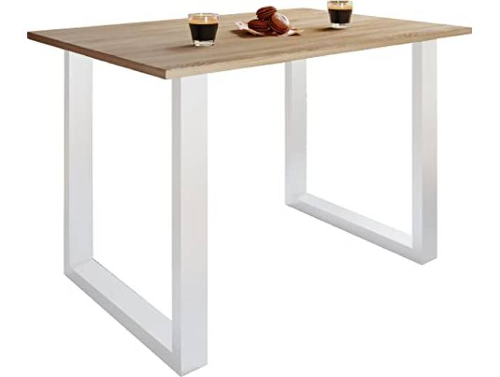 VCM Esstisch Weiß/Sonoma-Eiche 140x80x76 cm Holzwerkstoff Küche Wohnbereich