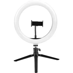 Akashi Ringlicht + Smartphone-Halterung und Stativ (Ringlicht), Dauerlicht, Schwarz, Weiss