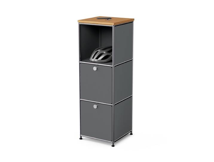 Tchibo - Schmale Kommode Metall »Cn3« mit Holzplatte und 2 Klappenfächern - 40,5x40,5x121,5cm - chrom -