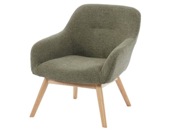 Fauteuil en bois naturel et tissu trendy sauge