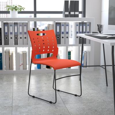 Flash Furniture 881 lb. Capacity Sled Base Stack Chair with Carry Handle and Air-Vent Back