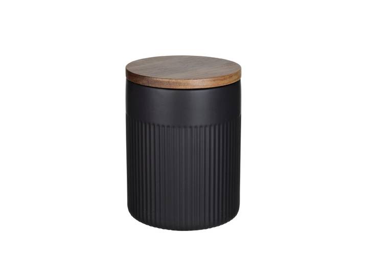 Vorratsdose WENKO Refia 1,1 l , braun (braun, schwarz), H:15,5cm Ø:12cm, Holz, Keramik, Lebensmittelaufbewahrungsbehälter, Vorratsdose