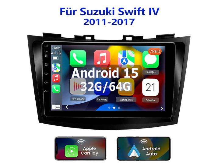 ESSGOO 9'' DAB+ Android 15 CarPlay Autoradio GPS NAV Für Suzuki Swift IV FZ Navigationsgerät (Apple Carplay Android Auto GPS Navi WIFI BT EQ)