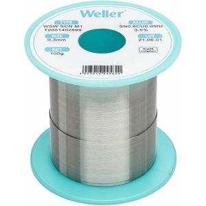 Weller Lötzinn T0051402899, Flussmittel, bleifrei, Ø 0,3mm, 99,35% Zinn 0,05% Kupfer 0,6% Nickel,100g