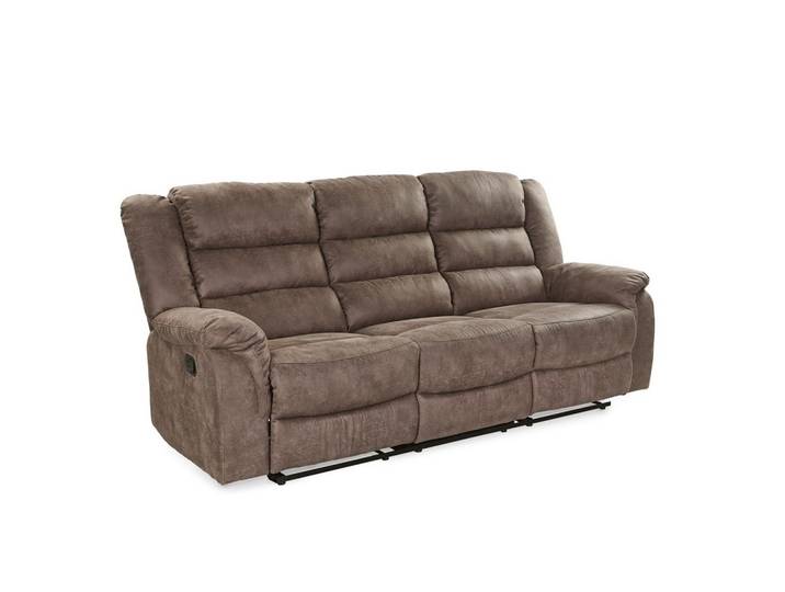 3-SITZER-RELAXSOFA Federkern, Liegefunktion verstellbar durch halbautomatische Relaxfunktion B212/T93/H103 cm, Mikrofaser Vintage Graubraun / 15134