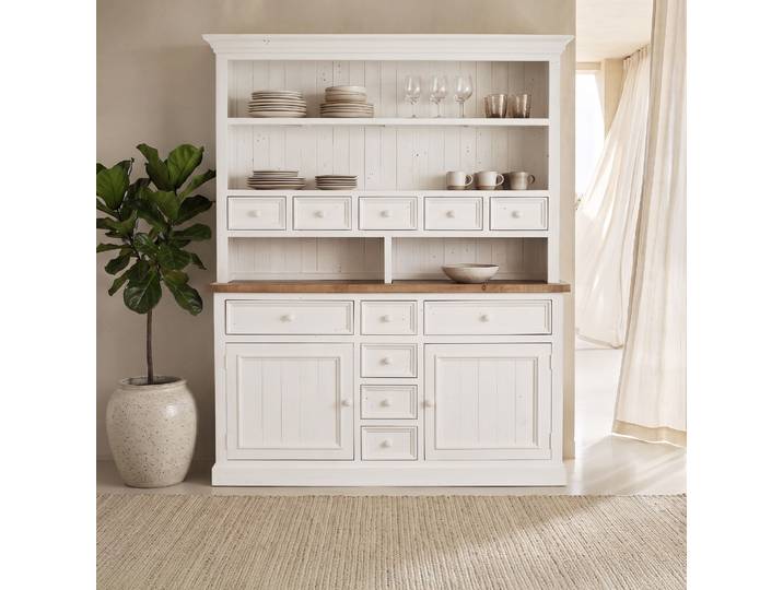 Buffet vaisselier bois et blanc en pin massif - Mayfield