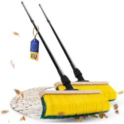 Novaliv 2x Krallenbesen mit Stiel 60cm, Spezialbesen gebogenen Borsten Borsten -Ideal als, Reinigungsutensil, Grün, Gelb