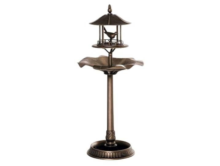 Outsunny Vogeltränke Vogelbad mit Blumenkübel für Garten 113 cm Höhe Gold Vogelbecken, Vogelfutterspender, Wildvogeltränke, Balkon
