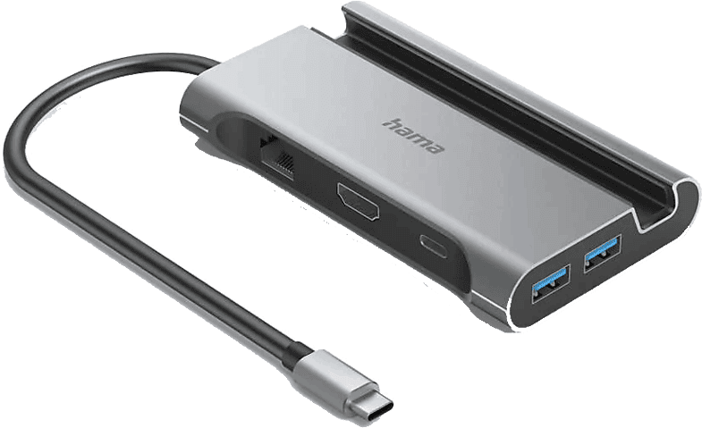 Hub - Hama 00200143, 7 puertos, 1 Gbit/s, Gris