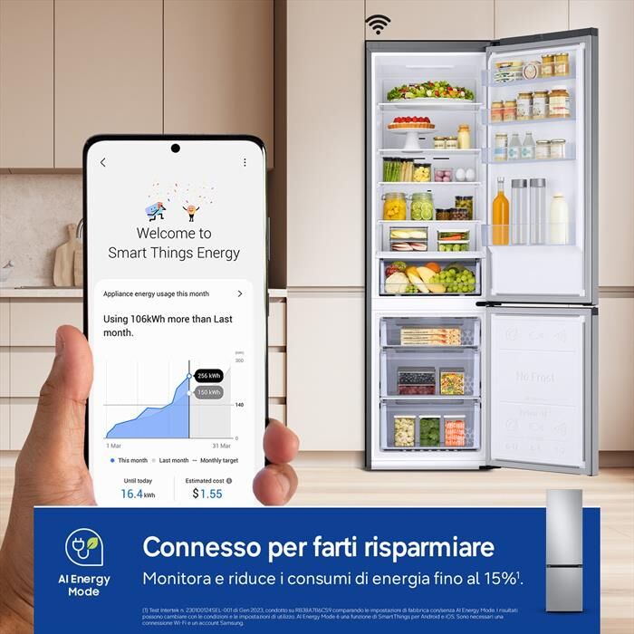 Samsung Frigorifero Combinato Rb38c600dsa/ef Classed 390lt-silver Inox