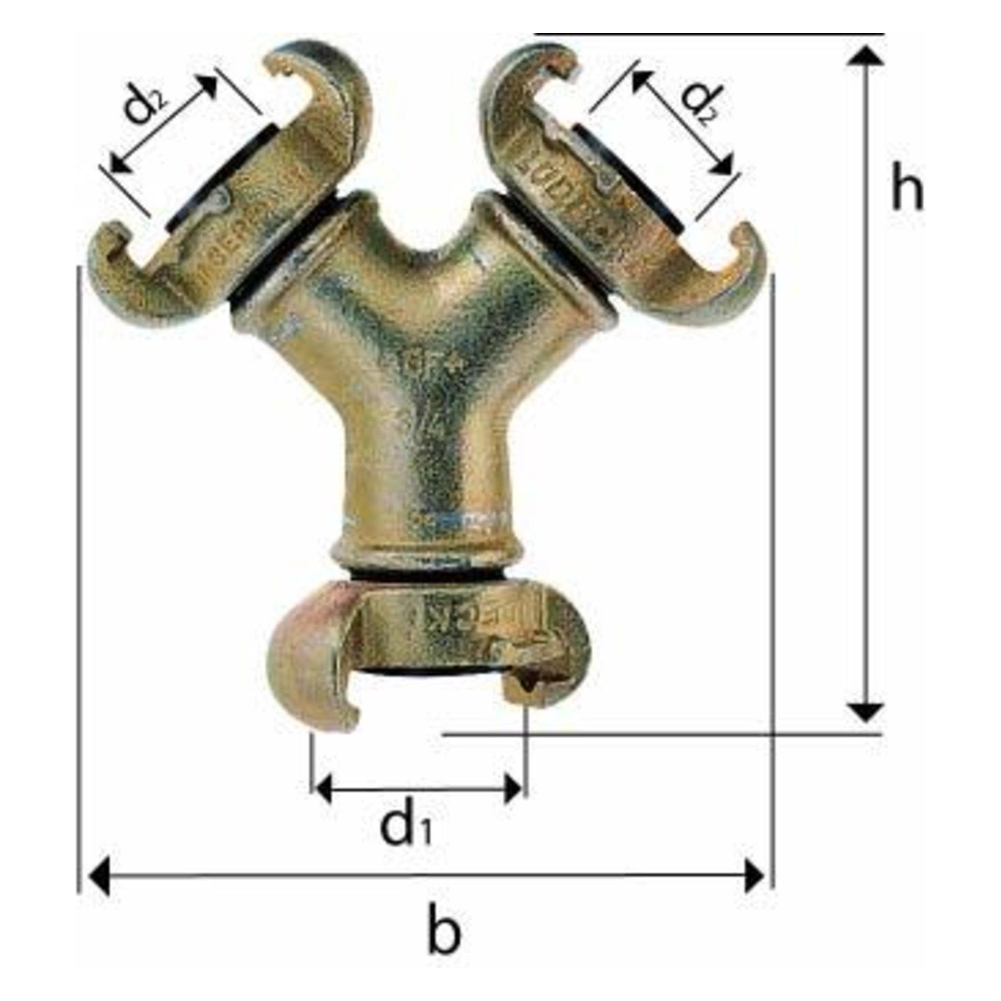 Magni Dreiwegestück Temperguss, 3 x 1" mit Klauenkupplung LÜDECKE (4064564001077)