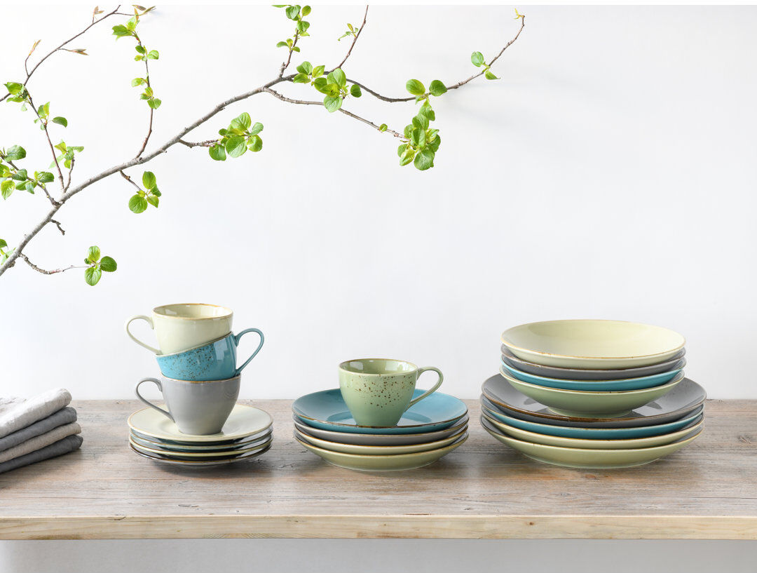Creatable 20 Pcs. Dish Set Nature Collection For 4 People Beige;Green;Blue;Gray 20