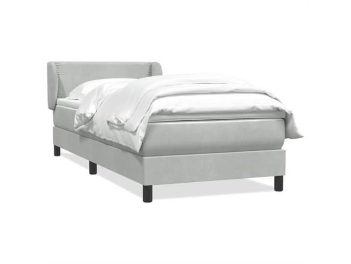 LKJephalotrop Boxspringbett mit Matratze Samt Hellgrau 80x220 cm Ergänzendes Komplettbett für das Schlafzimmer mit höhenverstellbarem Kopfteil, punktelastischer Matratze und Topper.