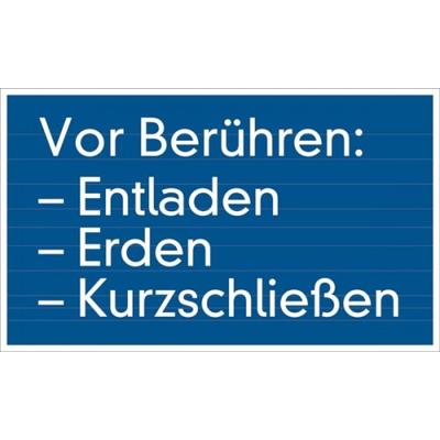 Hinweisschild, Vor Berühren: - 200x120x0.45 mm Aluminium geprägt