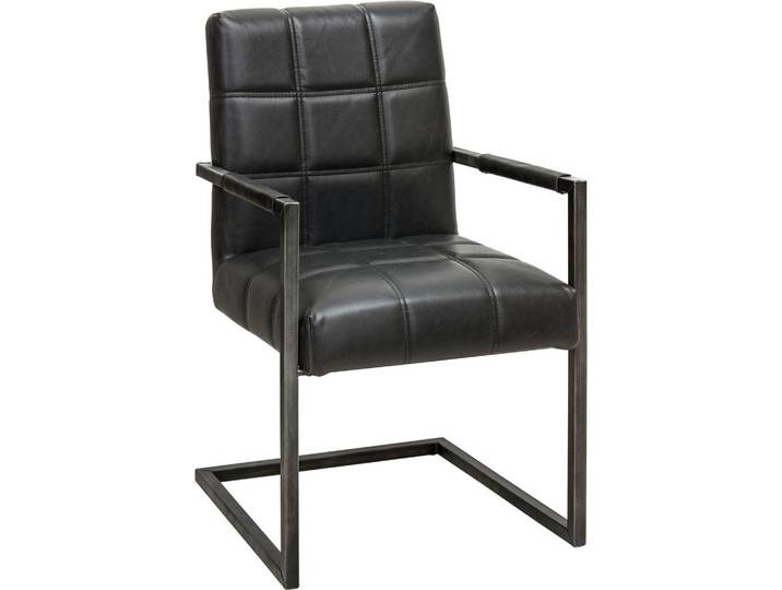 Ambia Home Armlehnstuhl, Schwarz, Metall, Flachrohr, 55x92x63 cm, Esszimmer, Stühle, Polsterstühle