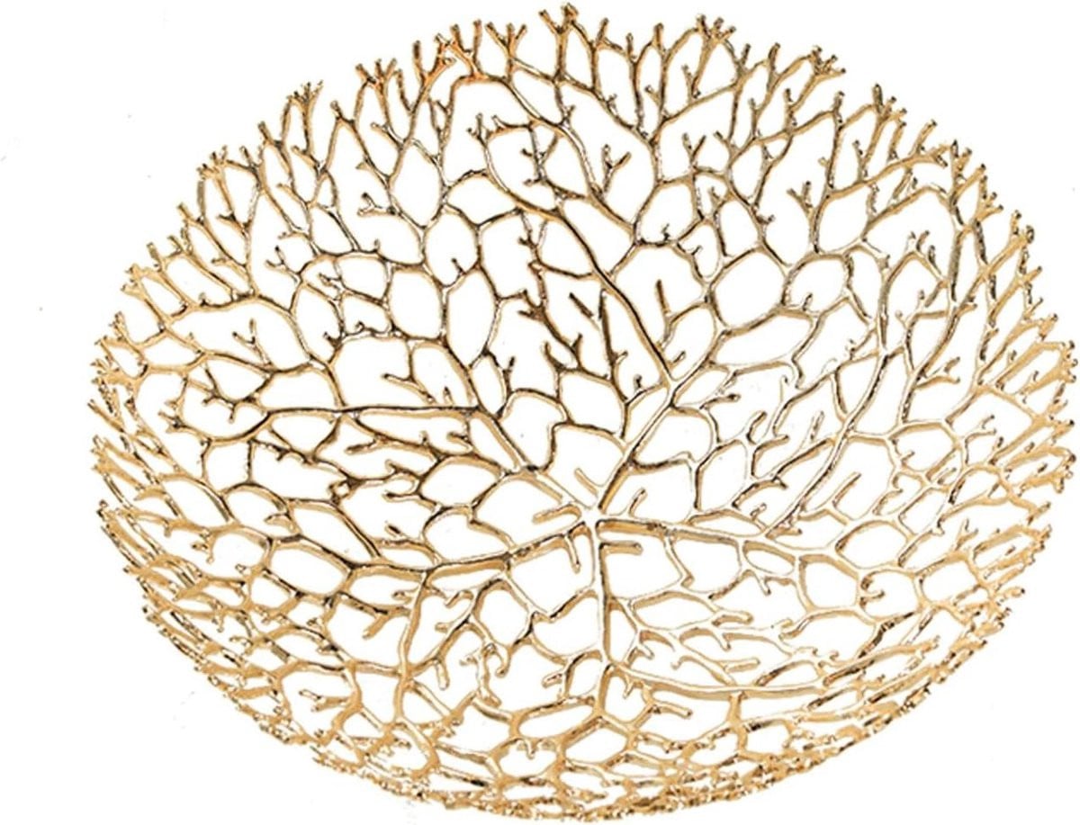 Metalen Fruitschaal Decoratieve Mand met Gouden Afwerking - Breedte: 30 cm - Goud