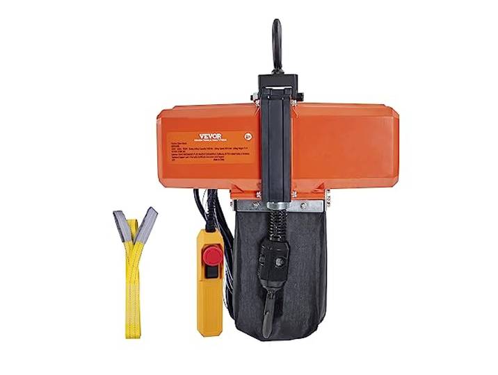VEVOR Elektrische kettingtakel, 499 kg draagkracht, 4,5 m hefhoogte, 2,8 m/min snelheid, eenfasige lift met G100-ketting, 3 m kabelafstandsbediening, lier voor garage, winkel, hotel, thuis