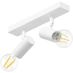 ledscom.de E27 Vintage Decken-Leuchte FARE, Retro, weiß, schwenkbar, 2-flammig, inkl. LED Lampen, je 963lm, 3-Stufen Dimmen, warmweiß