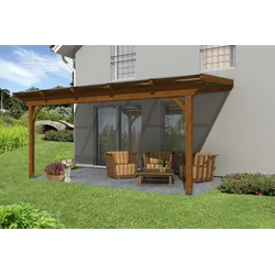 Skan Holz Terrassenüberdachung Ravenna 541x250 cm nussbaum aus Douglasie