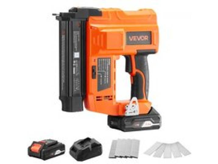 VEVOR Agrafeuse Cloueuse sans Fil 2-en-1, Cloueur Calibre 18, Pistolet à Clous Fins DC 20 V, 500 Clous et 500 Agrafes, Batterie Li-ion 2,0 Ah et Chargeur, pour Travail du Bois Menuiserie Rénovation