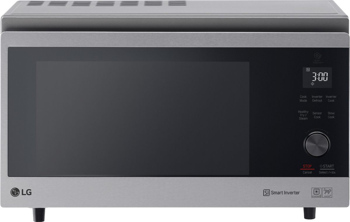 LG MJ3965ACS Mikrowelle, Edelstahldekor, 1100 Watt, 39 l Volumen, 54 cm Breite, Umluft, Grillfunktion
