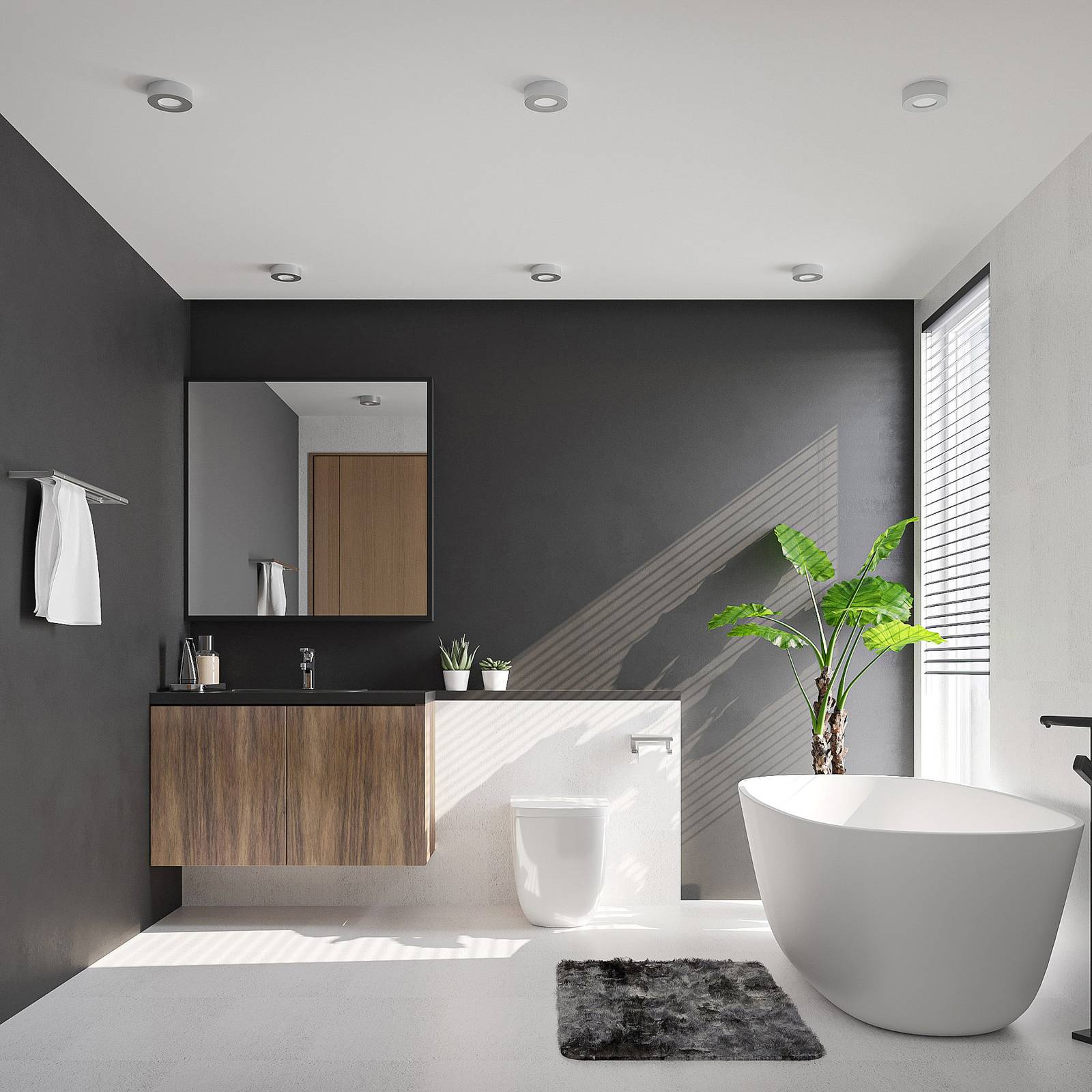 LED Deckenlampe Edwina PRIOS, alu / grau / zink, für Badezimmer, Aluminium, Modern, LED Deckenleuchte