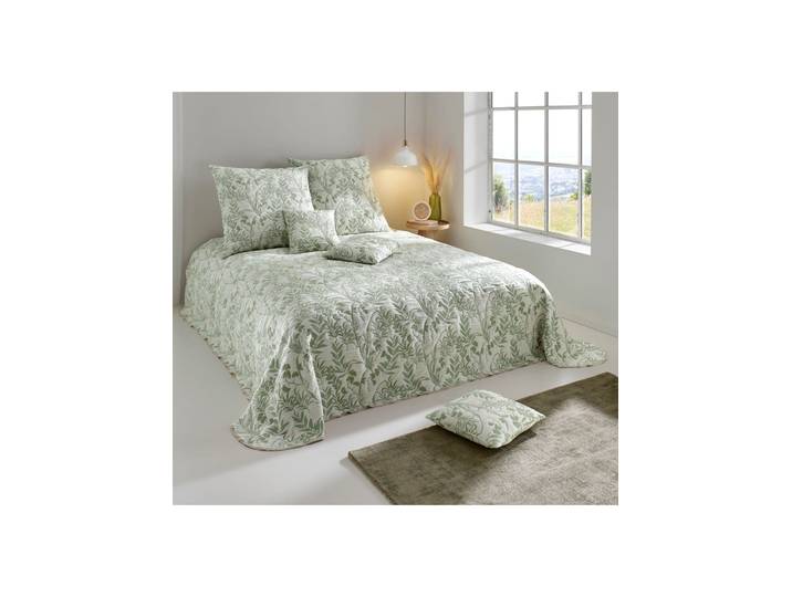 Tagesdecke HEINE HOME Gr. 1, grün (natur, grün), B:135cm L:210cm, 50% Baumwolle, 50% Polyester, Tagesdecken, Tagesdecke