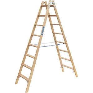 Zarges Stehleiter Cresta B, 40029, beidseitig begehbar, aus Holz, bis 150kg, mit 2 x 8 Stufen
