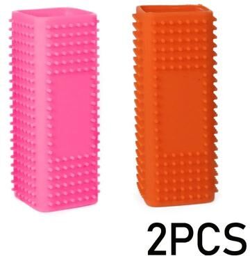 Uplift Treasures Silicone Pet Hair Removal Cleaning Brush 2pcs rose Orange