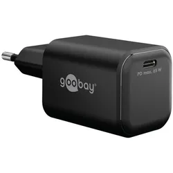 Goobay USB-C PD GaN Schnellladegerät Nano 65 W schwarz (65 W, 1 Port), USB Ladegerät, Schwarz