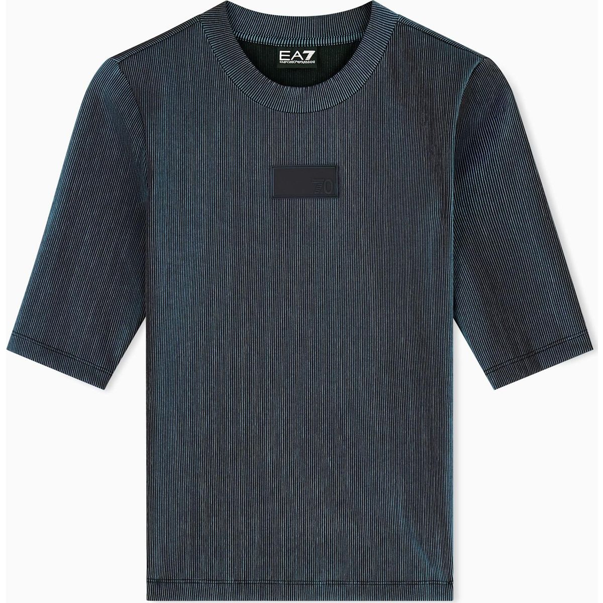 EA7 Train 7.0 W Tee - Train 7.0 W Tee fancy ribs black / mysterioso / blue fish (FC040) S 7W001566 AF26347-FC040-S
