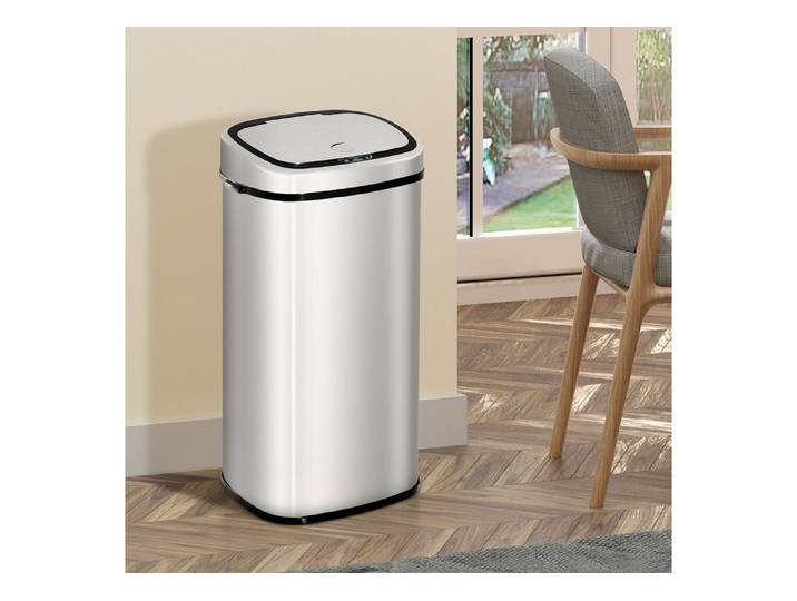 HOMCOM Mülleimer Sensor Mülleimer 68L Automatik mit Bewegungssensor Wasserdichter, für Küche, Silber