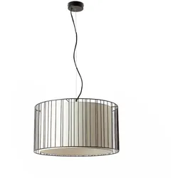 Faro Pendelleuchte LINDA E27, IP20, schwarz matt, beige FAR-29313