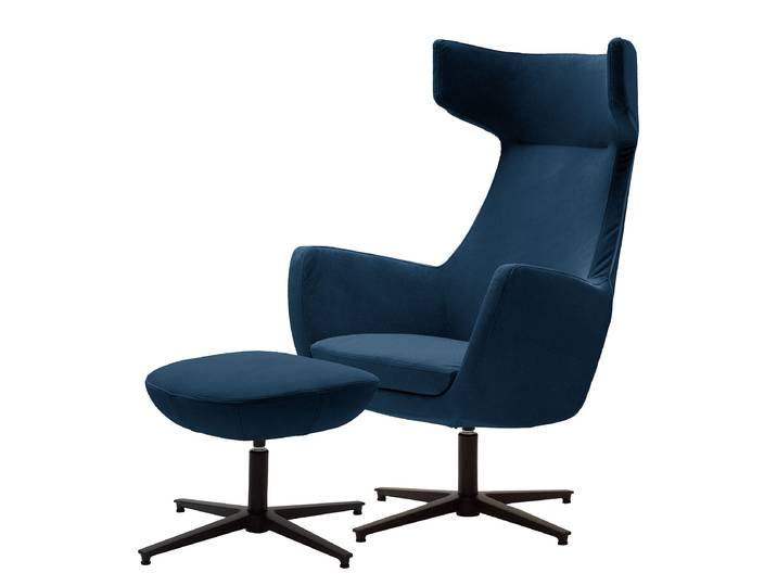 Fauteuil lounge LUZO Bleu Velours Vaia 76 x 117 x 74cm