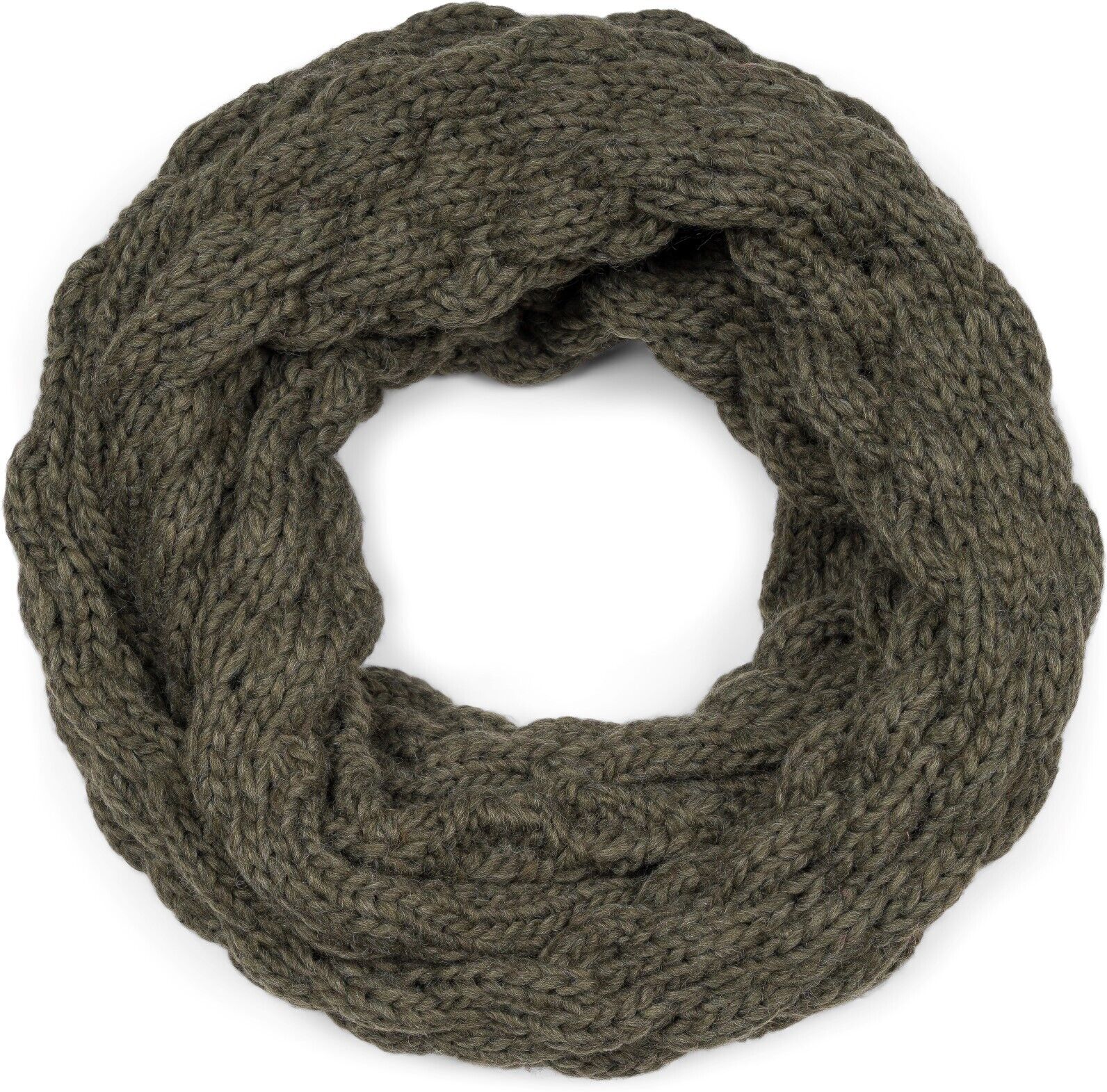 Strickschal STYLEBREAKER "Strick Loop mit Bubblemuster", Damen, grün (oliv), Modisch, Modetücher