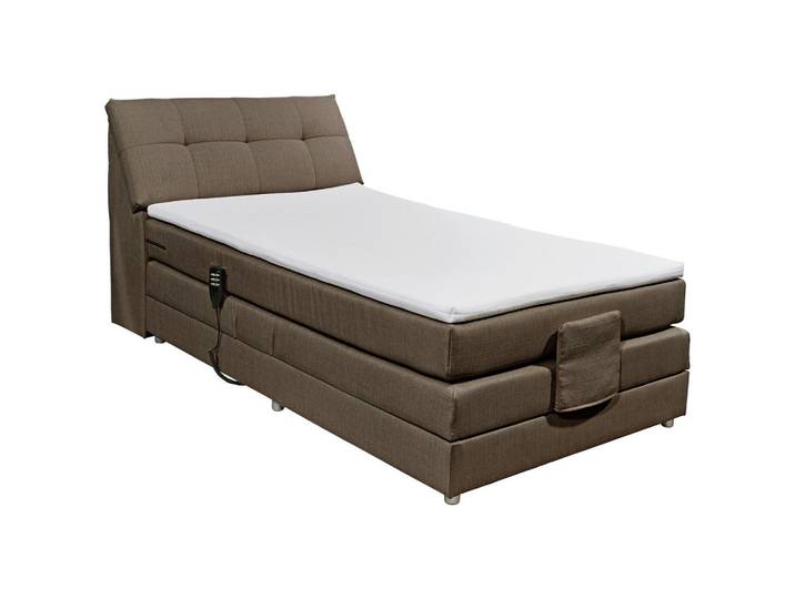 Esposa Boxspringbett, Dunkelbraun, Kunststoff, H2, 7-Zonen, 120x200 cm, Stoffauswahl, Topper durchgehend, Schlafzimmer, Betten, Boxspringbetten