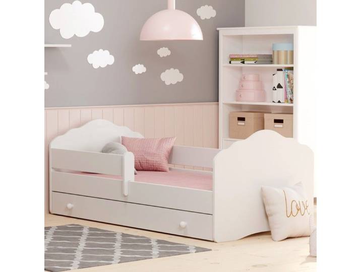 Lit enfant FALA 140x70 avec barrière matelas sommier et tiroir