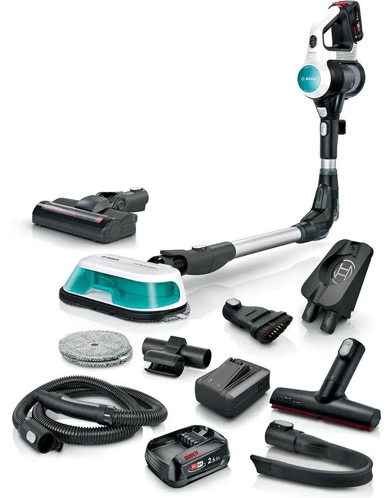 Bosch BSS712XHYG, 2-in-1-Stabstaubsauger, Beutellos, Aqua-Farbe, Schwarz, Silber, Weiß, 0,3 l, Trocken, HEPA