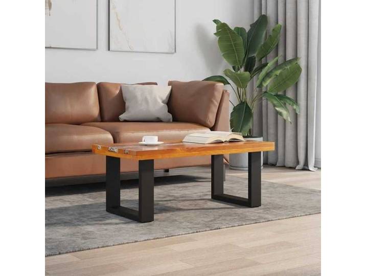 ELORAN Table Café pour Salon - Table basse Teck - Résine - Table basse de salon - 100x50 cm 27865