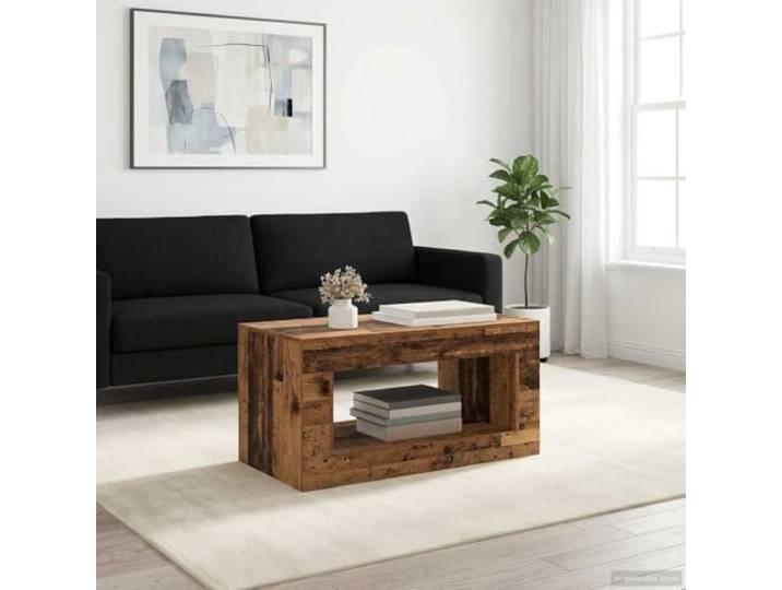 Couchtisch aus Altholz, Stabiler Wohnzimmertisch mit Großer Tischplatte, Altholz, stabile Bauweise, minimalistische Optik, einfache Montage, vielseitig einsetzbar